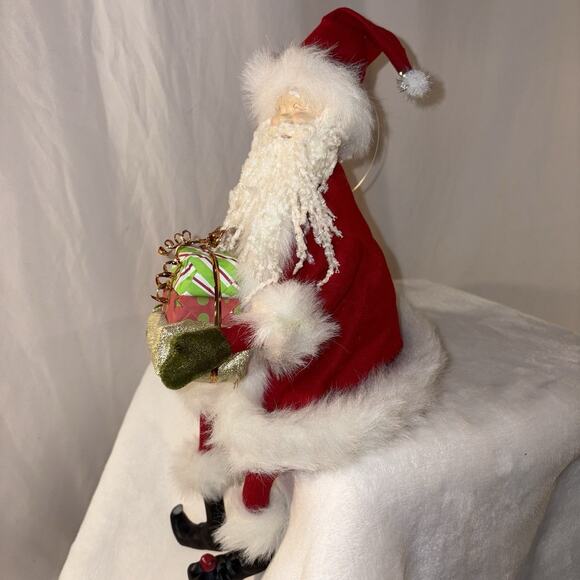 Santa Claus Posable Doll Figurine 14" tall Can Sit Or Hang Holiday Decor - Picture 3 of 11